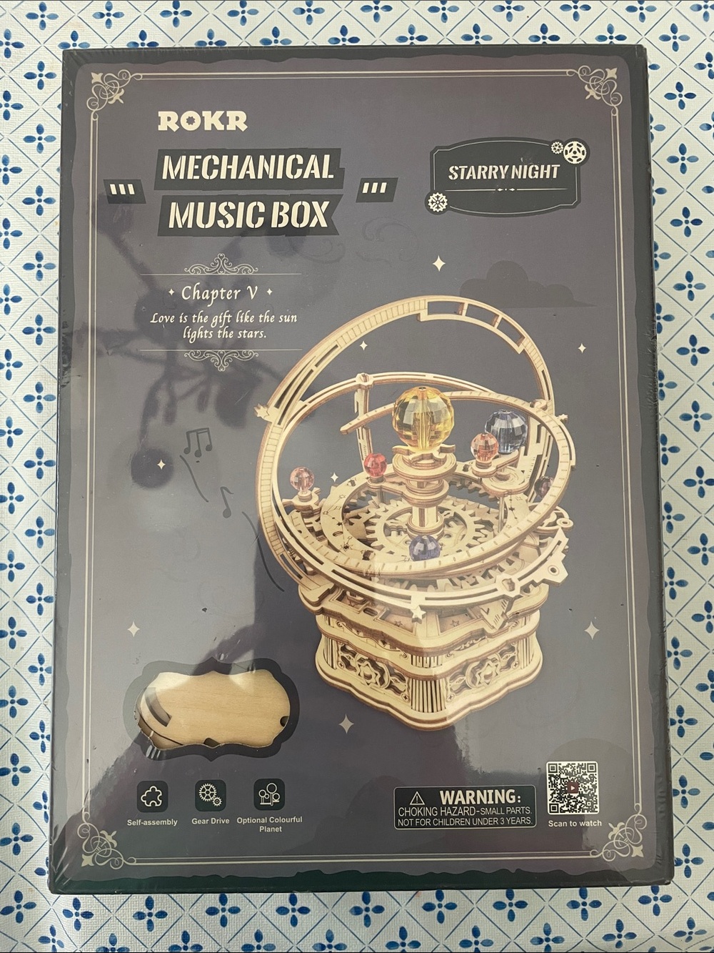 NWT sealed in box ROKR Mechanical Music Box - Starry Night (Gold & Natural Wood)